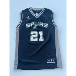 Adidas Spurs Duncan #21 Jersey Kids Medium San Antonio Black Basketball